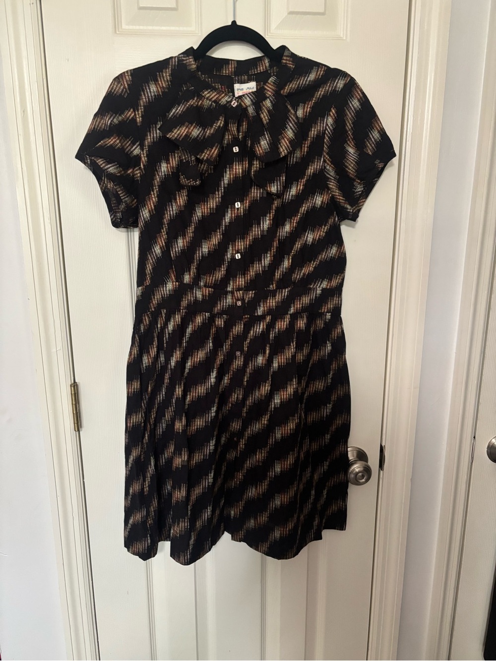 Urban Outfitters Black Shirt with Beige and Brown Pattern
